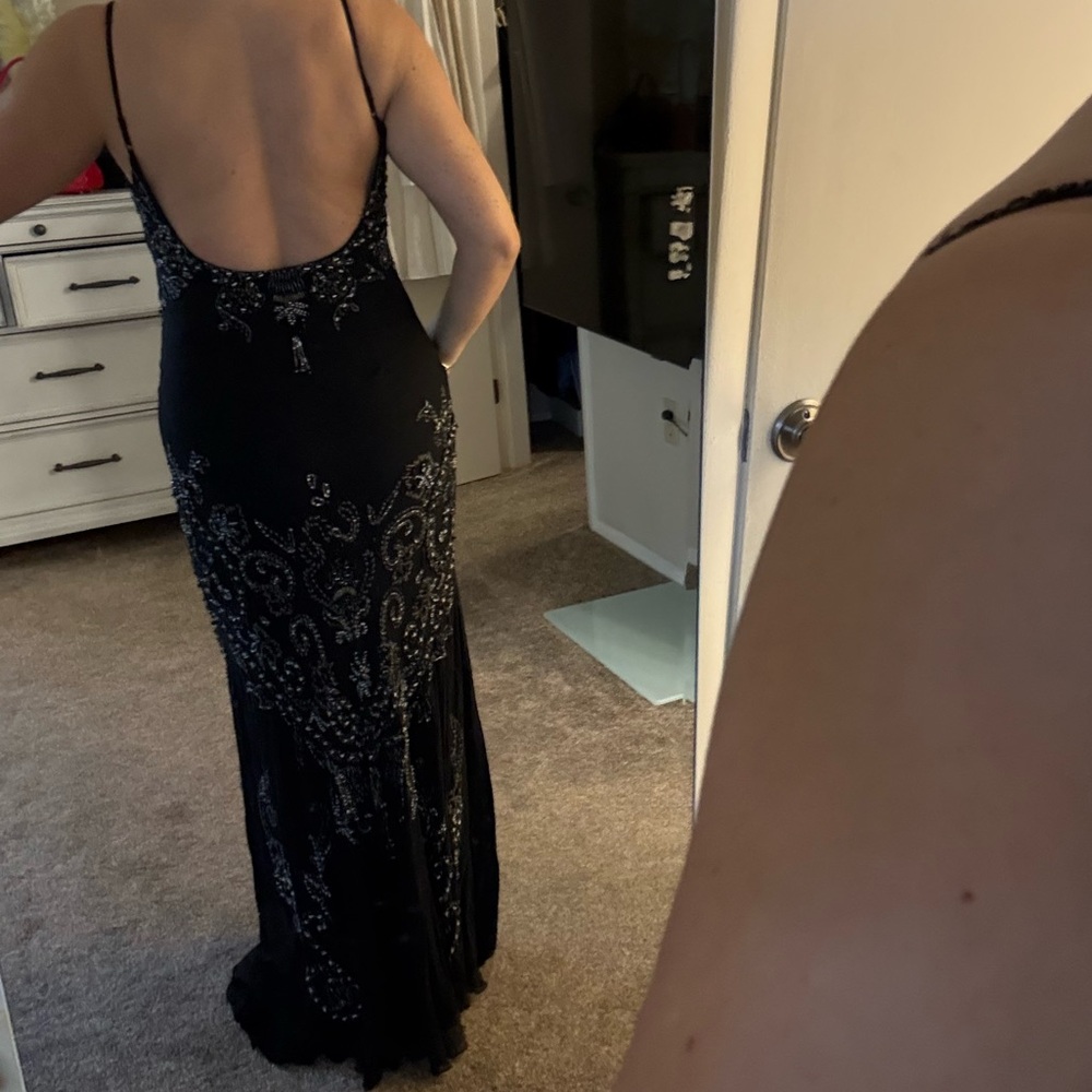Vintage Sue Wong Nocturne Silk Black Beaded Formal Gown Sz 10 - Picture 6 of 13